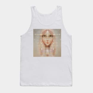 Gold Foil Overlay Word Art Pastel Hair Elf Illustration Tank Top